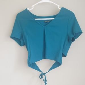 Girls blue tie crop top